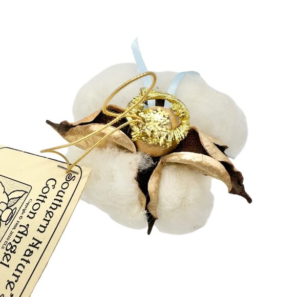 Southern Natures Cotton Angel Ornament Handcrafted w Blue Ribbon Christmas - Picture 3 of 6